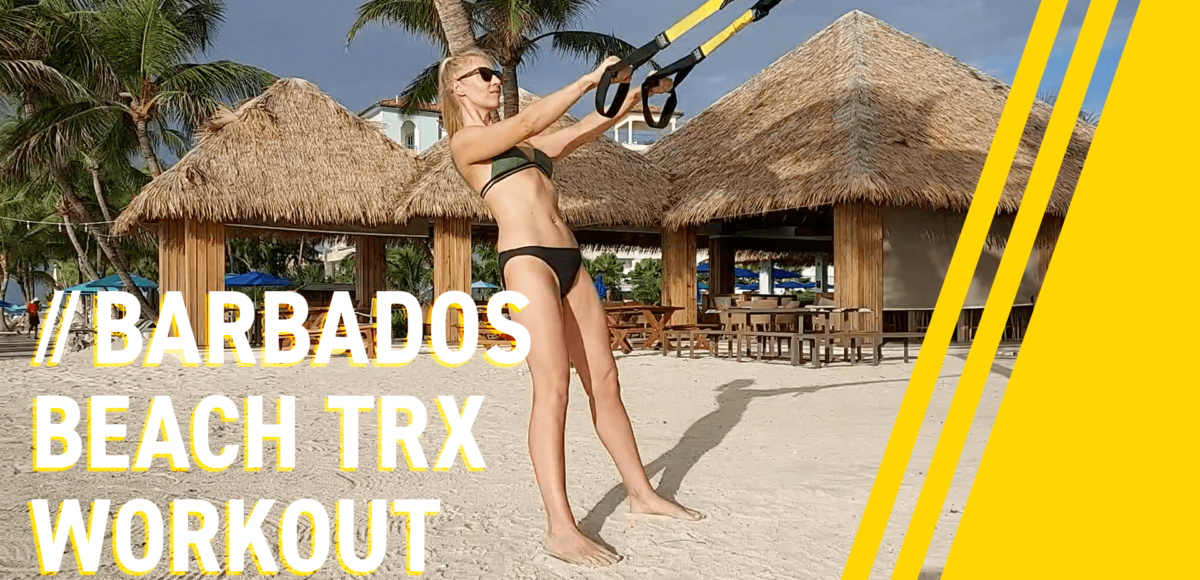 Justina performing a TRX beach body weight workout